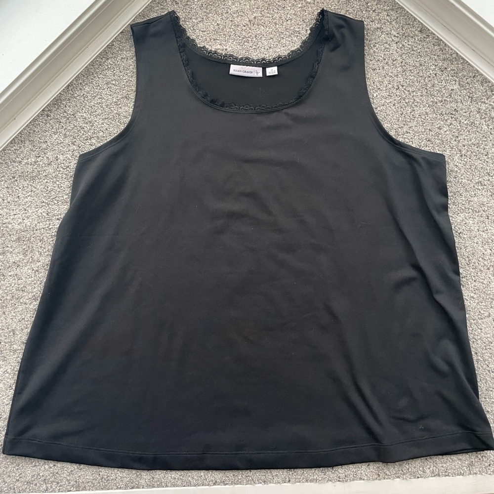 Susan Graver black shell tank top with lace detail!